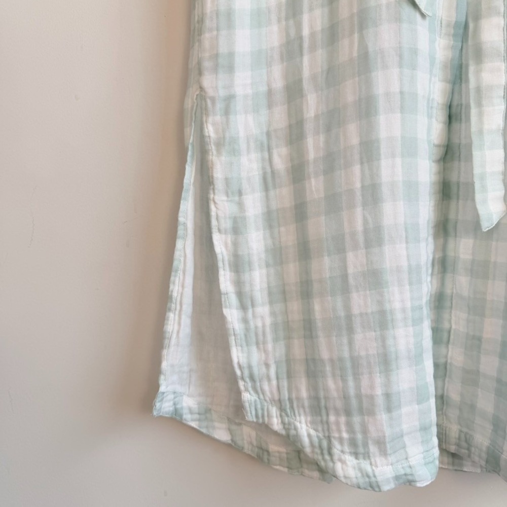 Lou & Grey Cotton Gauze Plaid Midi Shirt Dress Small Coastal Minimalist Belted - Picture 4 of 8